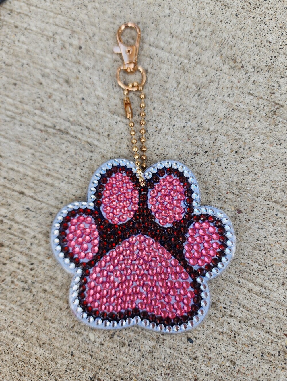 Pink Paw Print Crystal Key & Card Holder Charm